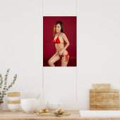 Smiling Woman In Red Bikini Poster (Keuken)