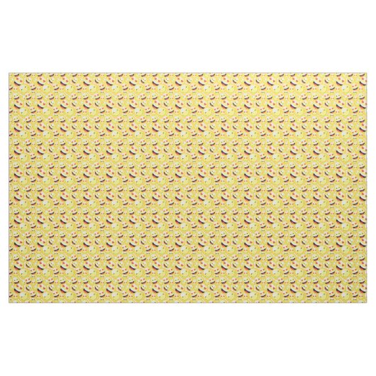 Smiling Yellow Emoji Faces Pattern Stof (Yard (91,4 cm))