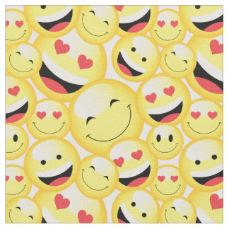 Smiling Yellow Emoji Faces Pattern Stof