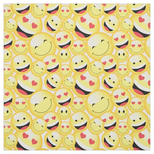 Smiling Yellow Emoji Faces Pattern Stof (Swatch)