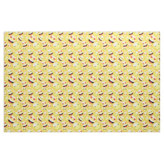 Smiling Yellow Emoji Faces Pattern Stof (Fat Quarter)