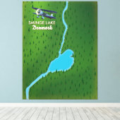 Sminge Lake Denemarken reis kaart Canvas Afdruk (Insitu (Houten vloer))