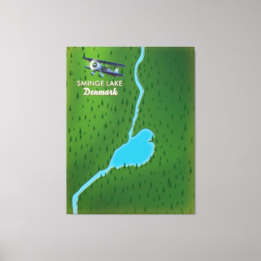 Sminge Lake Denemarken reis kaart Canvas Afdruk (Voorkant)