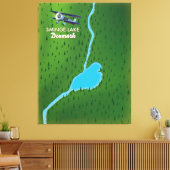 Sminge Lake Denemarken reis kaart Canvas Afdruk (Insitu (Woonkamer))