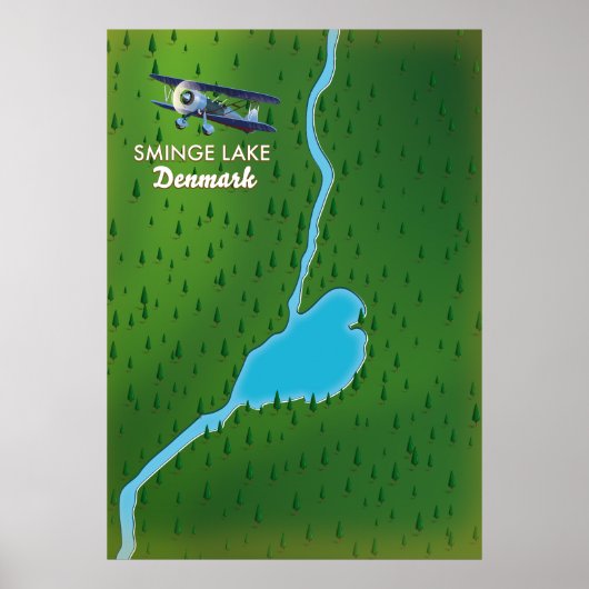 Sminge Lake Denemarken reis kaart Poster (Voorkant)