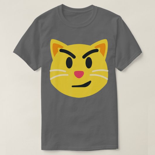 Smirking Cat Emoticon Gezicht met Wry Smile Cat T-shirt (Design voorkant)