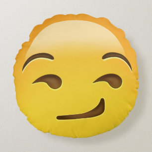 Smirking Face Emoji Rond Kussen