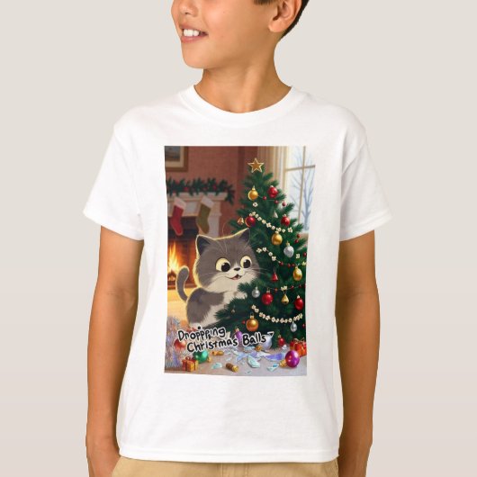 Smirking Kitten Christmas Chaos 1 T-shirt (Voorkant)