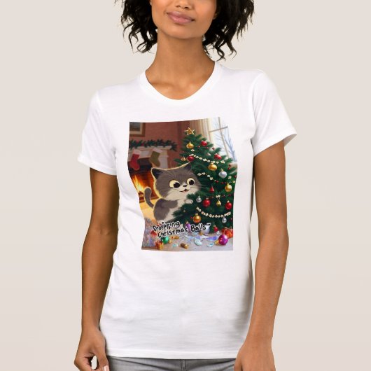 Smirking Kitten Christmas Chaos 1 women's  T-shirt (Voorkant)