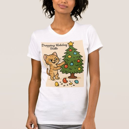 Smirking Kitten Christmas Chaos 2 woman  T-shirt (Voorkant)