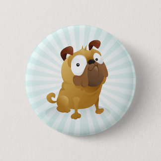 Smirking Pug - Lichte blauwe achtergrond Ronde Button 5,7 Cm