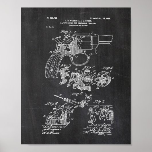 Smith and Wesson Hammerless Pistol 1898 Patent Pos Poster (Voorkant)