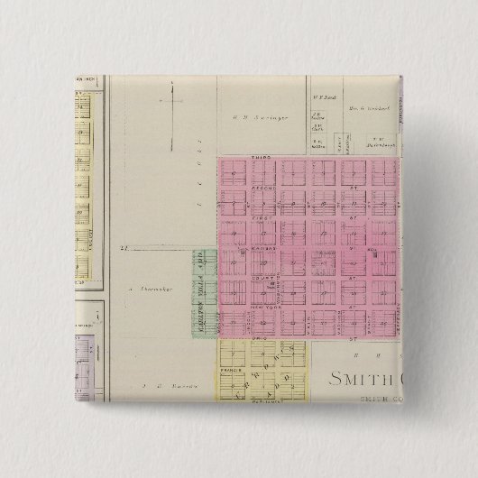 Smith Center, Gould City, Motor, Webster, Kansas Vierkante Button 5,1 Cm (Voorkant)