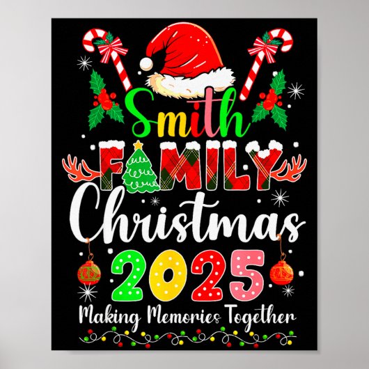 Smith Family Christmas 2025 Matching Santa Hat Xma Poster (Voorkant)