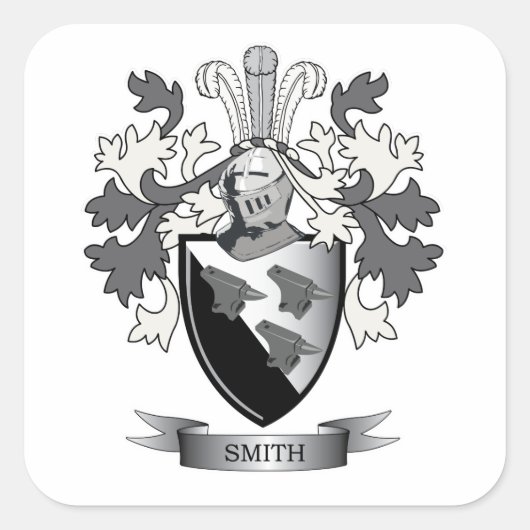 Smith Family Crest Coat. Vierkante Sticker (Voorkant)