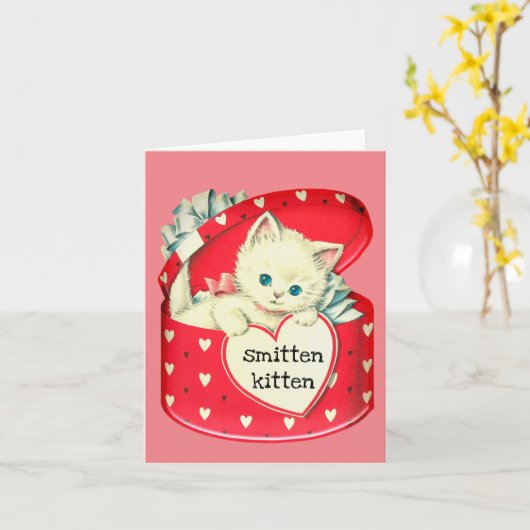 Smith Kitten Red en Roze  Valentijn Kaart (Gele Bloem)