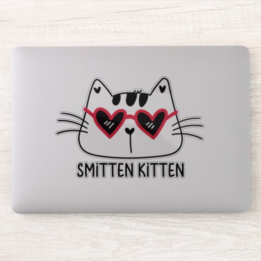 Smith Kitten Valentijnsdag voor rode zonnebrillen Sticker (Computer)