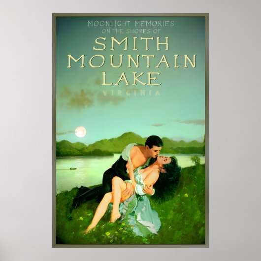 Smith Mountain Lake Virginia Maanschijn Herinnerin Poster (Voorkant)