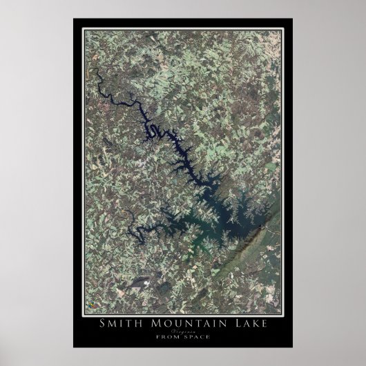 Smith Mountain Lake Virginia Satellite Poster Map (Voorkant)