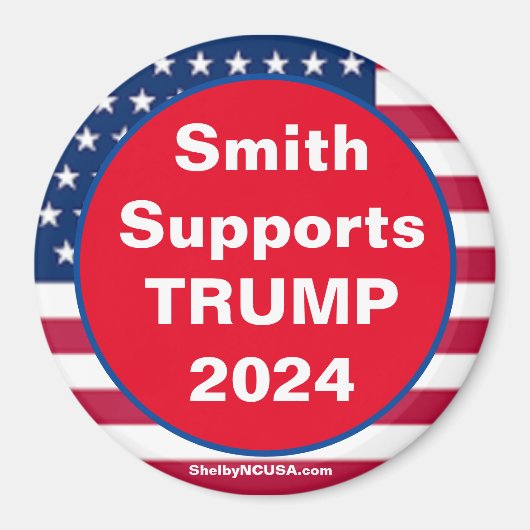 Smith ondersteunt TRUMP 2024 Red Patriotic Magnet (Voorkant)