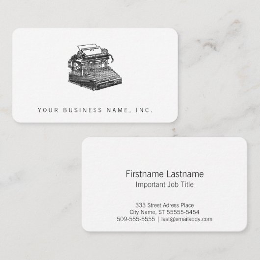 Smith Premier No. 2 Typewriter Visitekaartje (Voorkant / Achterkant)