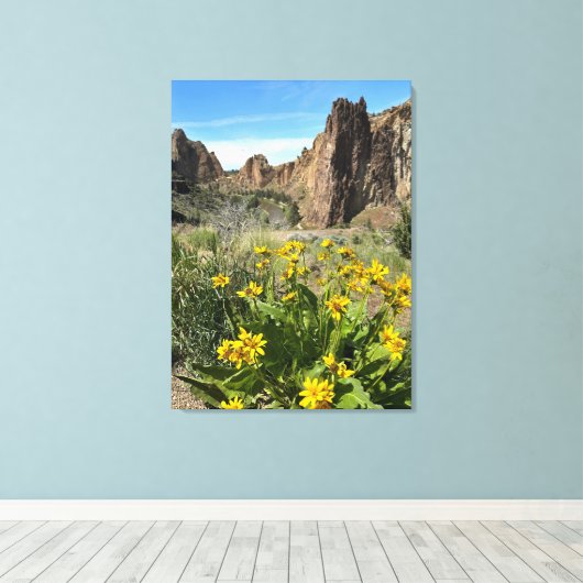 Smith Rock State Park in de lente Canvas Afdruk (Insitu (Houten vloer))