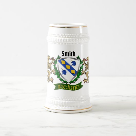 Smith/Smyth Irish Shield Beer Stein Bierpul (Center)