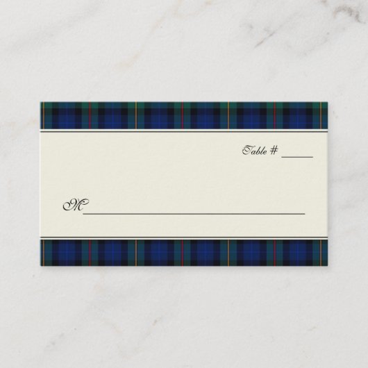 Smith Tartan Plaid Wedding Escort Place Card Plaatskaartje (Voorkant)