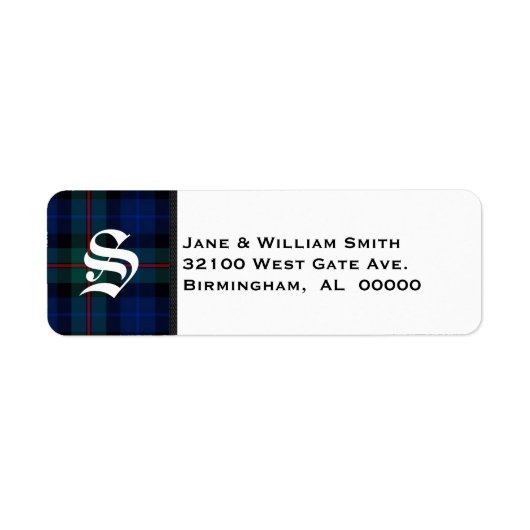 Smith Tartan Pset Monogram Adresetiketten Etiket (Voorkant)