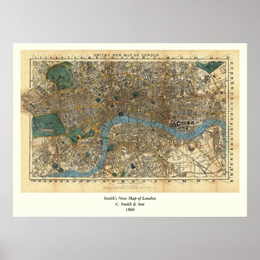 Smith's nieuwe kaart van Londen 1860 Poster (Voorkant)