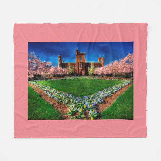 Smithsonian Castle Garden Cherry Blossom Fleece Deken (Voorkant (Horizontaal))