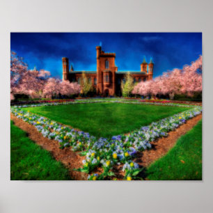 Smithsonian Castle Garden Cherry Blossom Poster