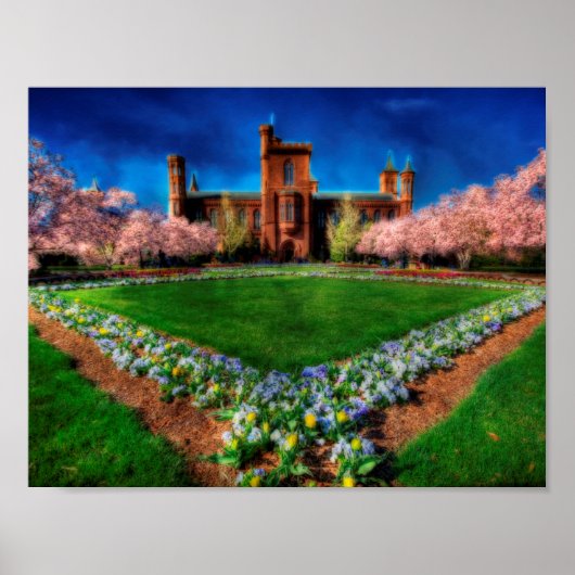 Smithsonian Castle Garden Cherry Blossom Poster (Voorkant)