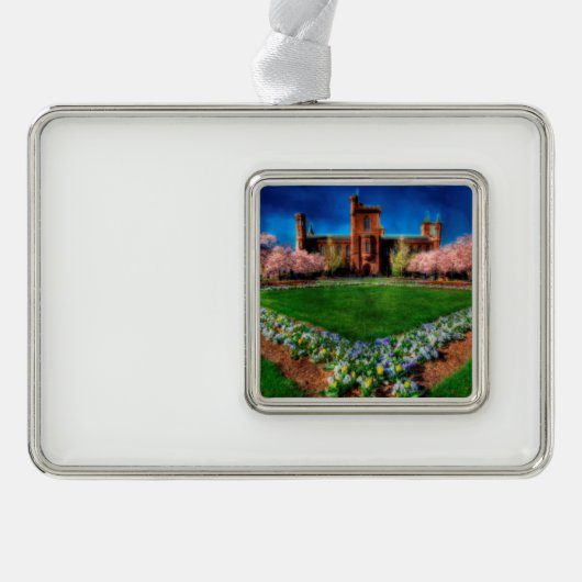 Smithsonian Castle Garden Cherry Blossom Verzilverd Omlijst Ornament (Voorkant)