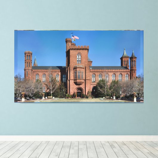 Smithsonian Castle in Washington, DC. Canvas Afdruk (Insitu (Houten vloer))
