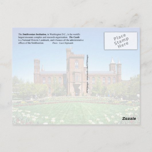 Smithsonian Kasteel, Washington DC Briefkaart (Achterkant)