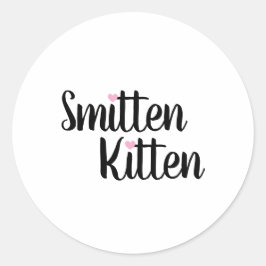 Smitten Kitten Cute Valentine Ronde Sticker