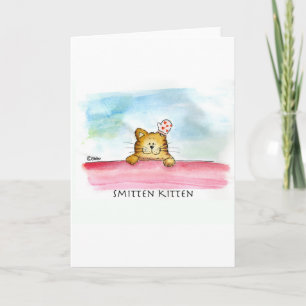 Smitten Kitten - Cute Watercolor Art Feestdagen Kaart