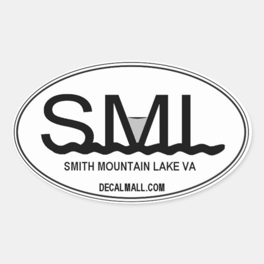 SML Auto Window Decal Smith Mountain Lake Virginia Ovale Sticker (Voorkant)