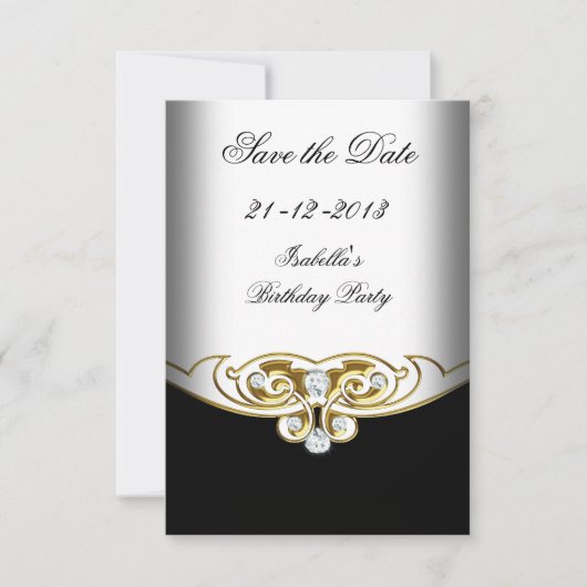 Sml Save the Date White Black Gold Diamond (Voorkant)