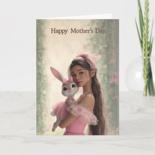 Smoe Moedertje dat Konijn-Baby Vasthoudt Moederdag Kaart (Voorkant)