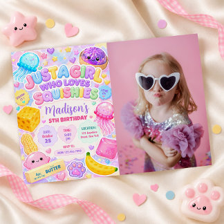Smoelige Meisje Schattig Kawaii Kleurrijke Verjaar Kaart