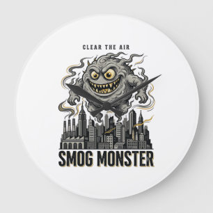 Smog Monster T-shirt Vintage Gravure Eco Waarschuw Grote Klok