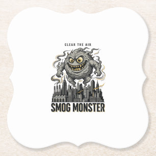 Smog Monster T-shirt Vintage Gravure Eco Waarschuw Kartonnen Onderzetters