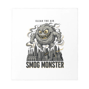 Smog Monster T-shirt Vintage Gravure Eco Waarschuw Notitieblok