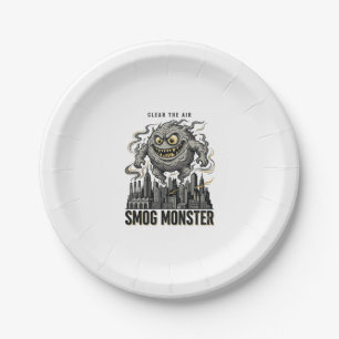Smog Monster T-shirt Vintage Gravure Eco Waarschuw Papieren Bordje