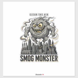 Smog Monster T-shirt Vintage Gravure Eco Waarschuw Sticker