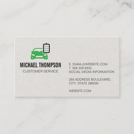 Smog Tech | Auto en Checklist Klembordpictogram Visitekaartje (Voorkant)