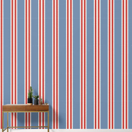 Smoke Blue & Barn Red Double Rugby Stripe  Behang