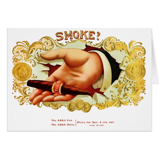 Smoke  Cigar Label Wenskaart (Voorkant Horizontaal)